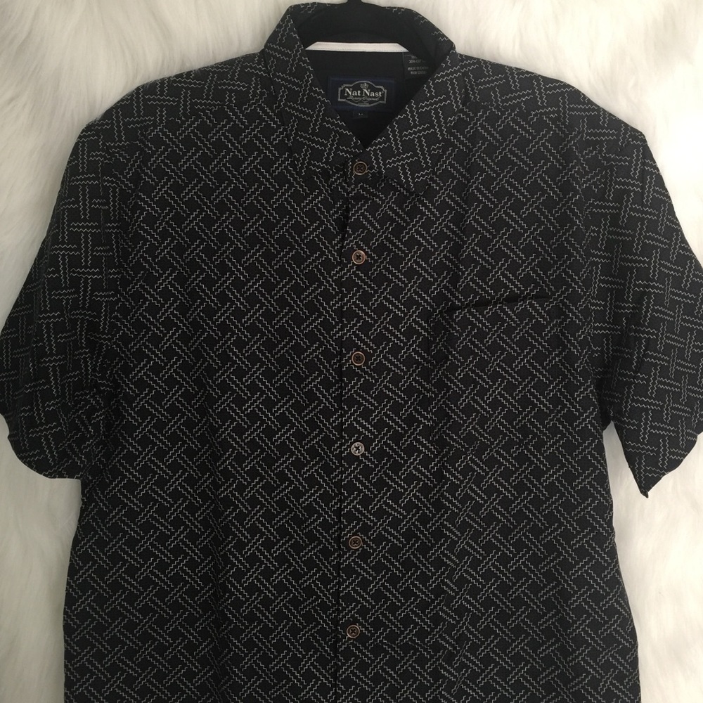 Nat Nast Black Silk Button Down Top Medium